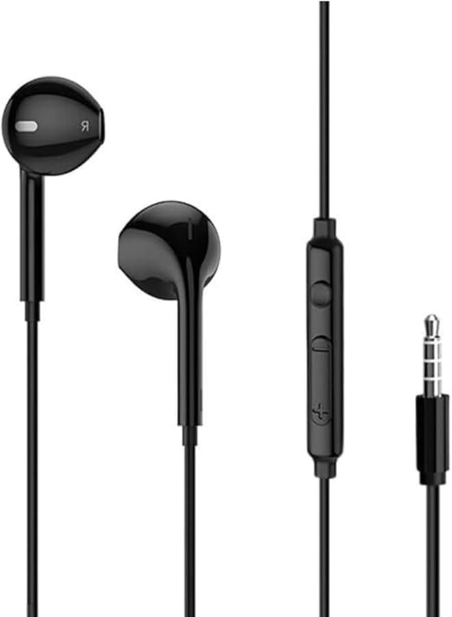 Keendex KX 2530 3.5mm Small earphones with mic and jack, wire length 1.2 meters Wired Black Headphones Headset